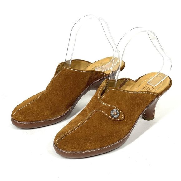 Cole Haan Shoes Womens 7.5 B Tan Amber Suede Devon Clog Mules‎ Heel Bohemian - Picture 4 of 13